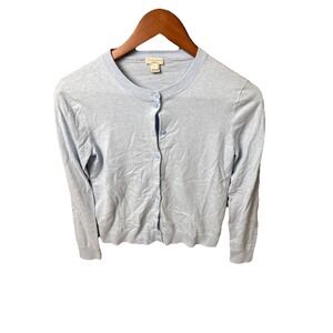 J Crew The Caryn Women's Cardigan Sweater Light Green Crew Neck  100% Cotton S